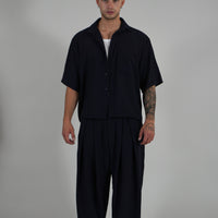 Camicia Simil Lino Navy