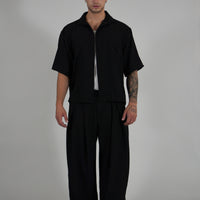 Camicia Simil Lino Black