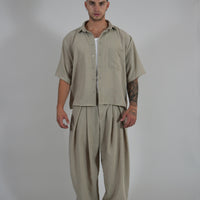 Camicia Simil Lino Beige