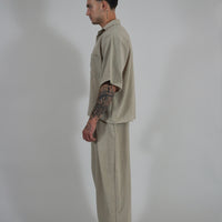 Camicia Simil Lino Beige