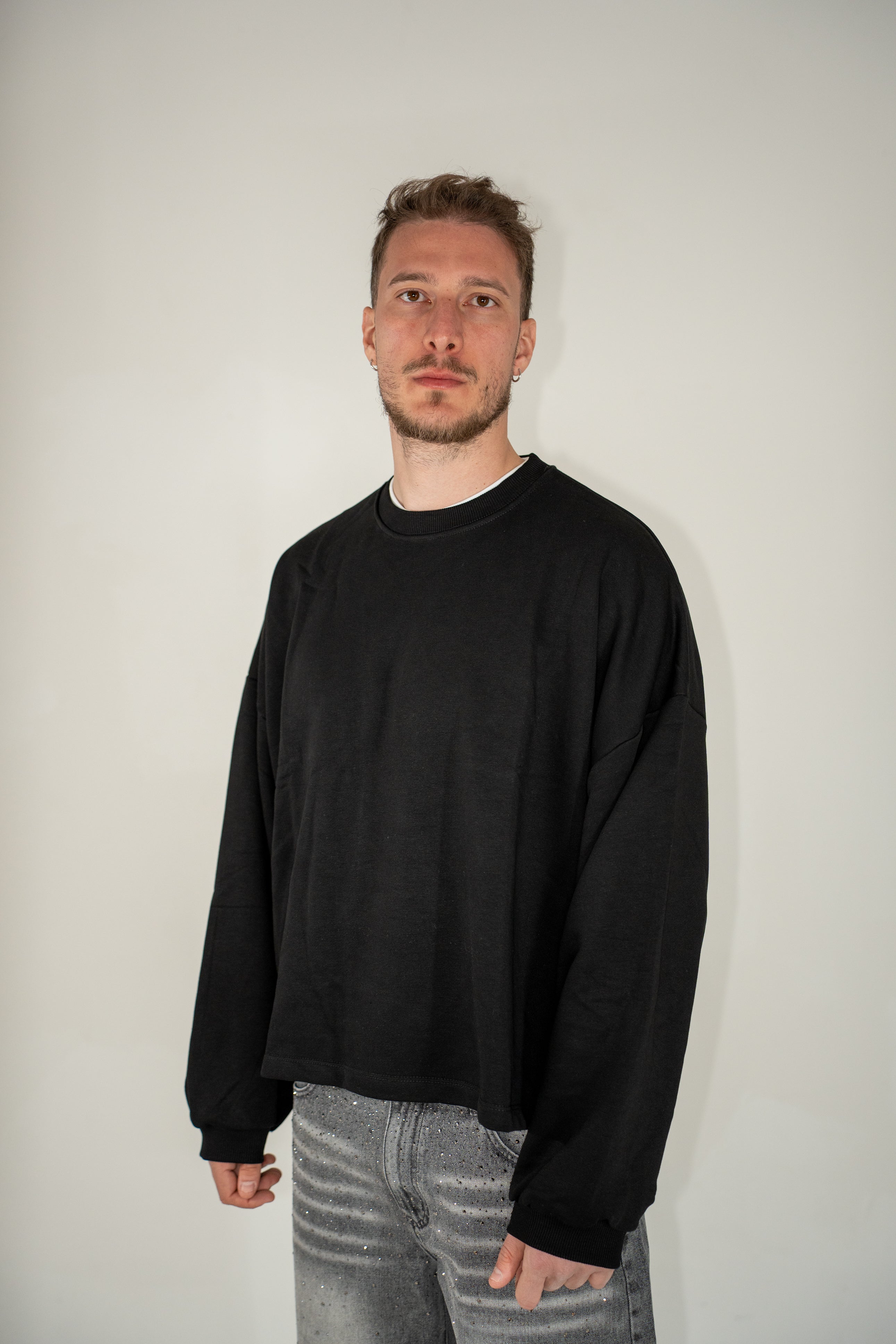 Felpa Crewneck Boxy Black