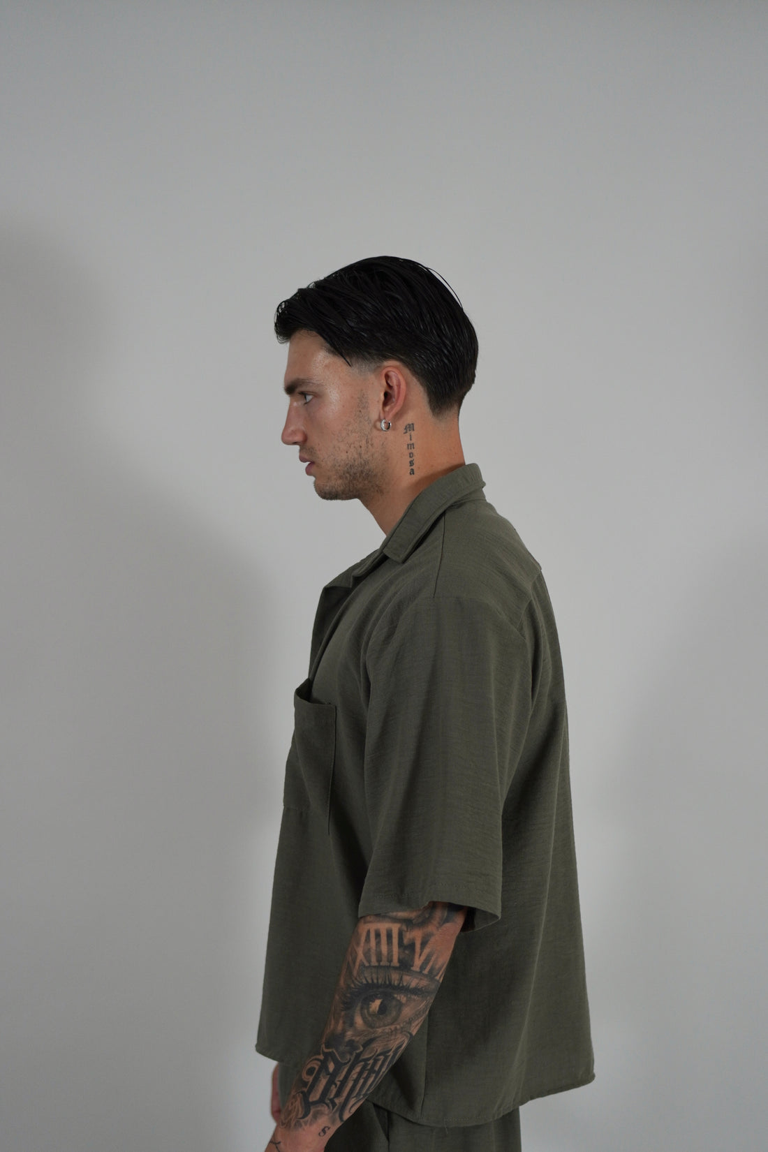 Camicia Simil Lino Military