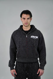 OVR Hoodie Rhinestone Acid Black