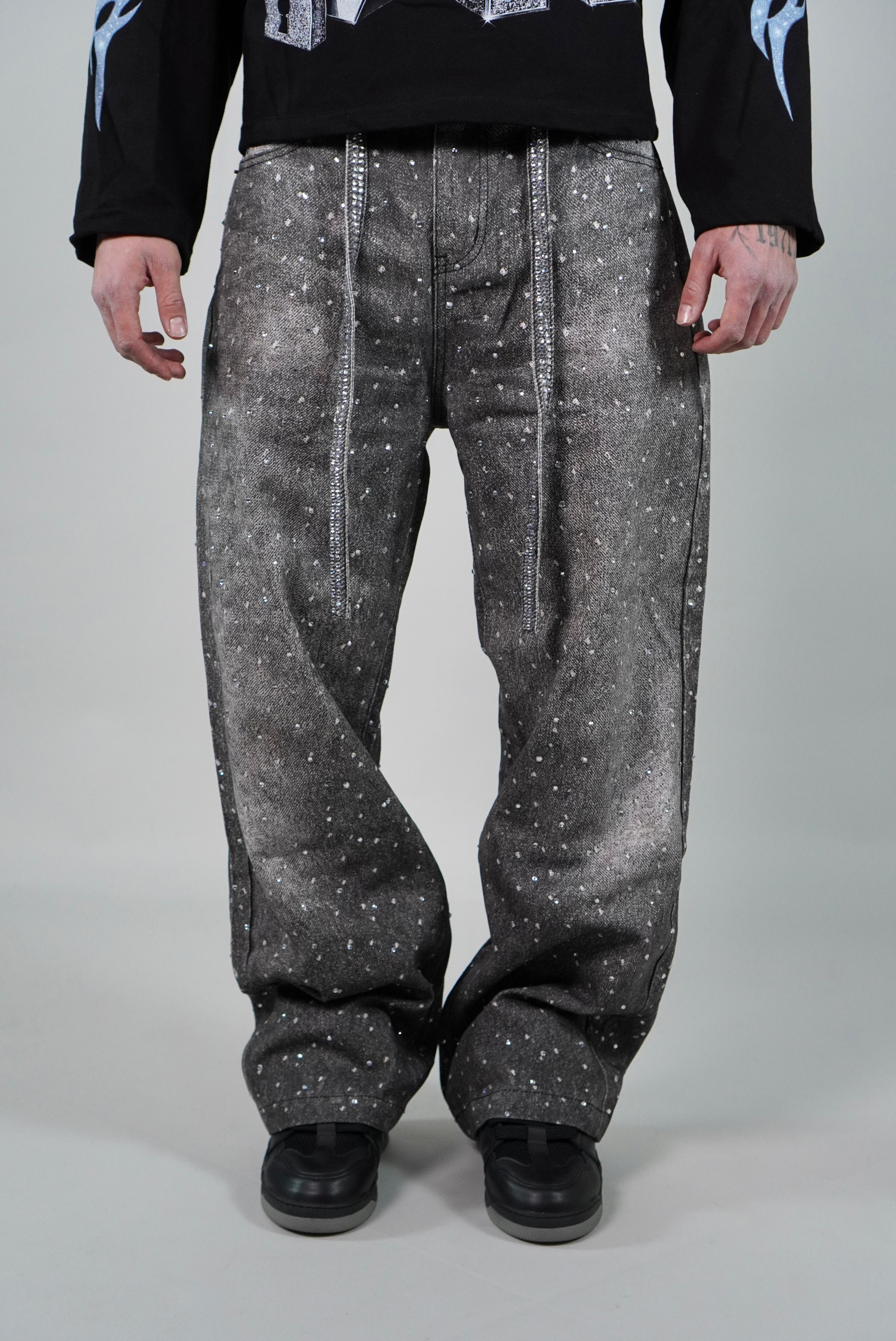 OVR Jeans Rhinestone Grey