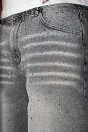 Jeans Baggy Rhinestone Grey