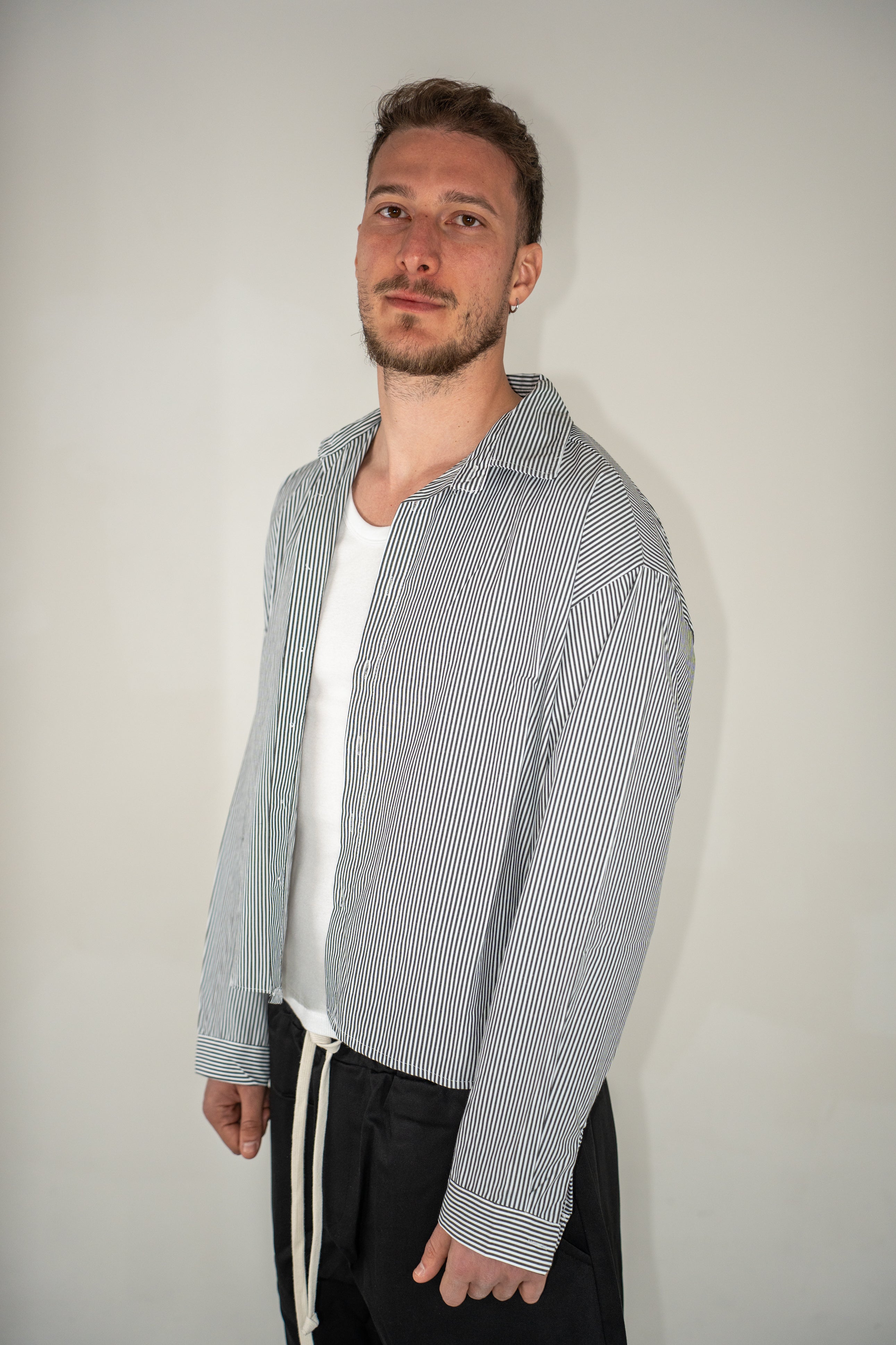 Camicia Righe Fini Black