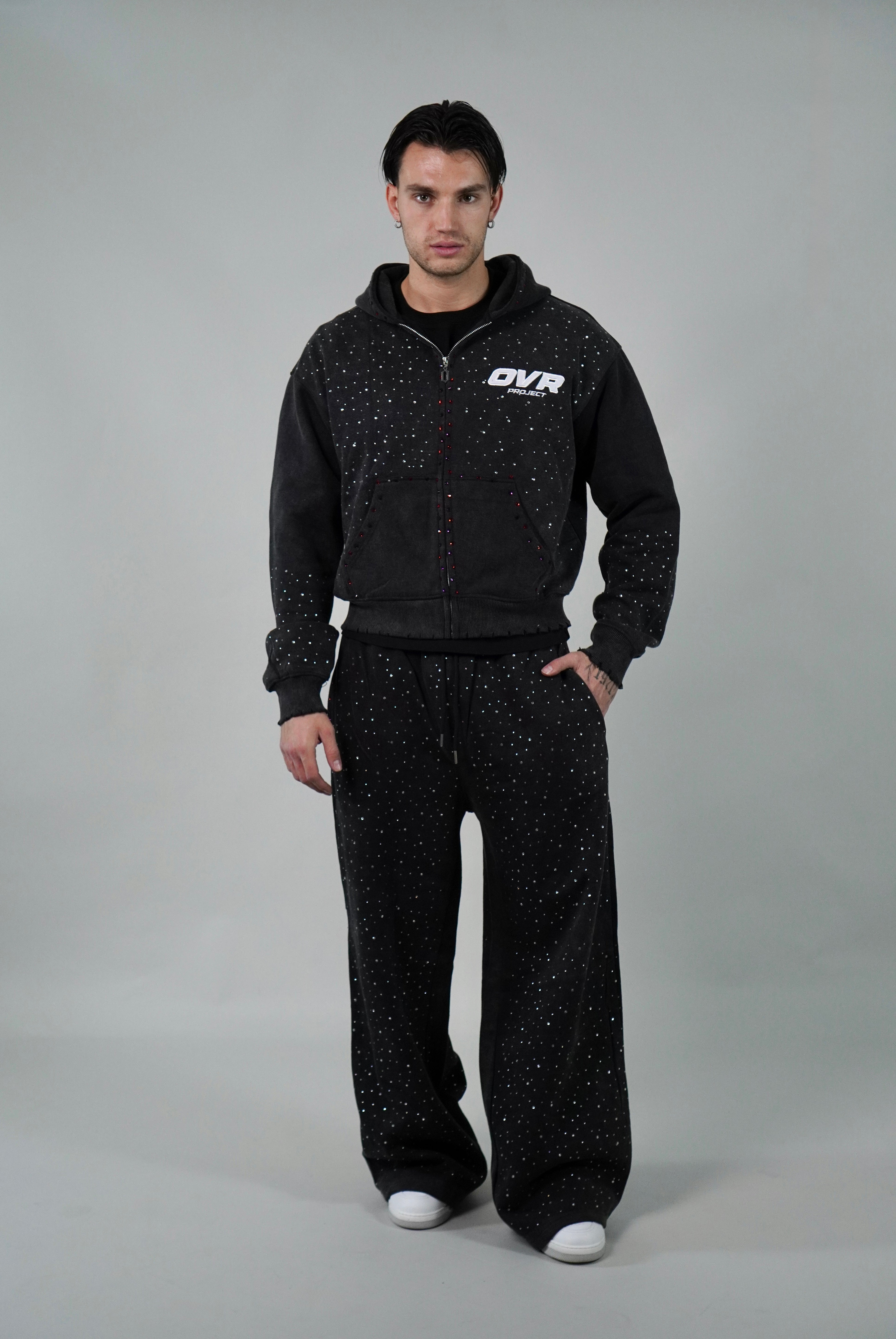 OVR Hoodie Rhinestone Acid Black