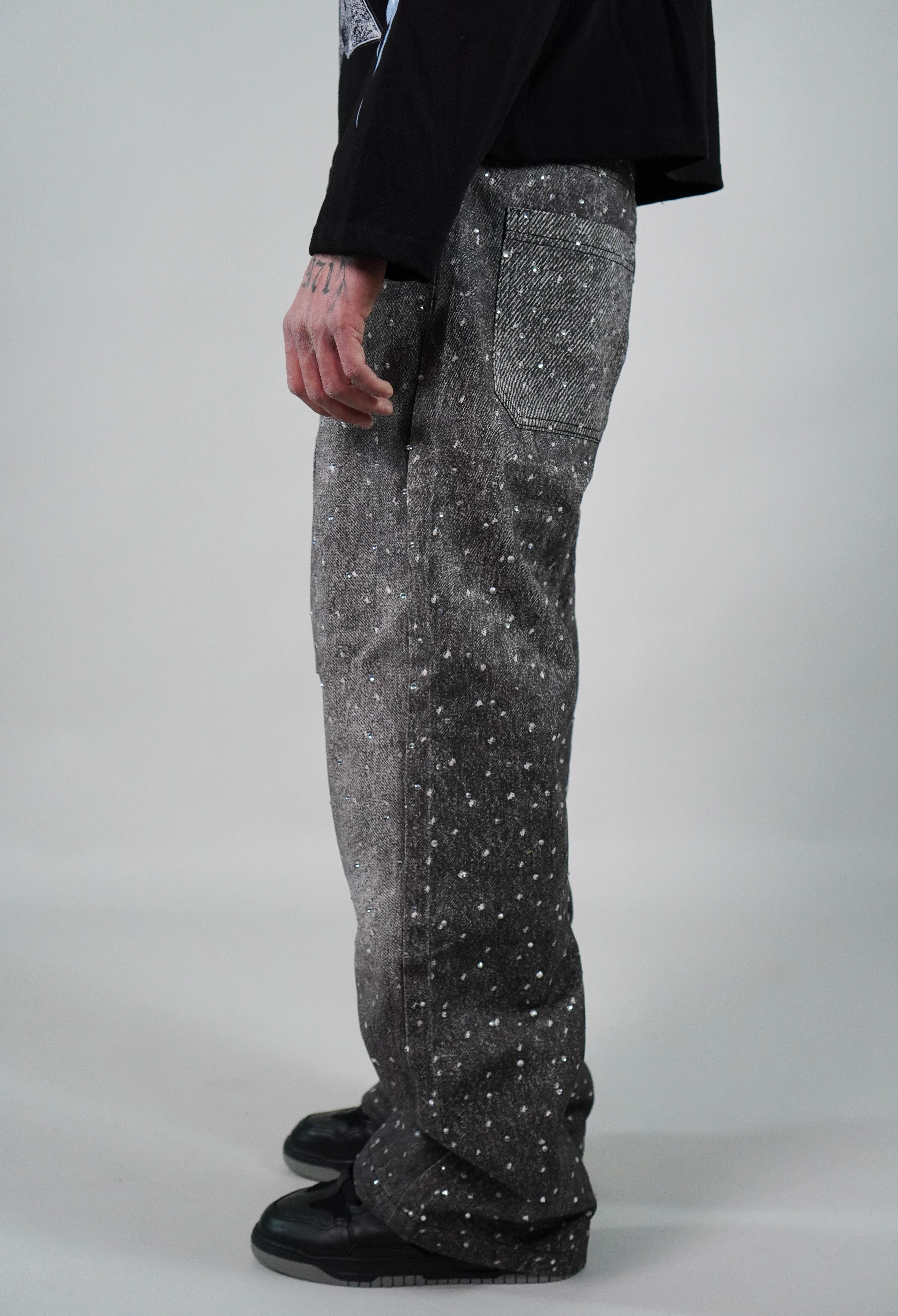 OVR Jeans Rhinestone Grey