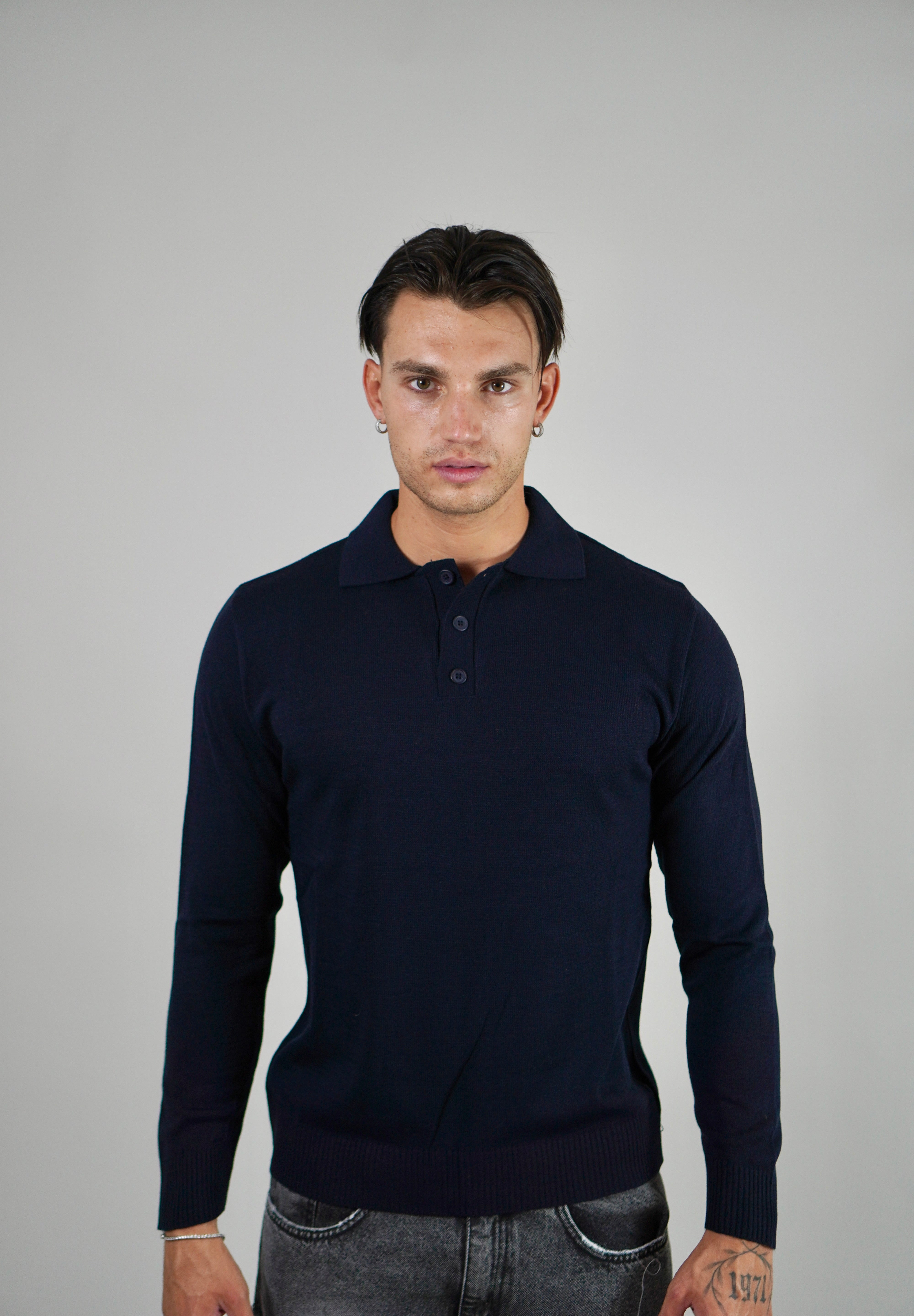 Polo Navy Manica Lunga