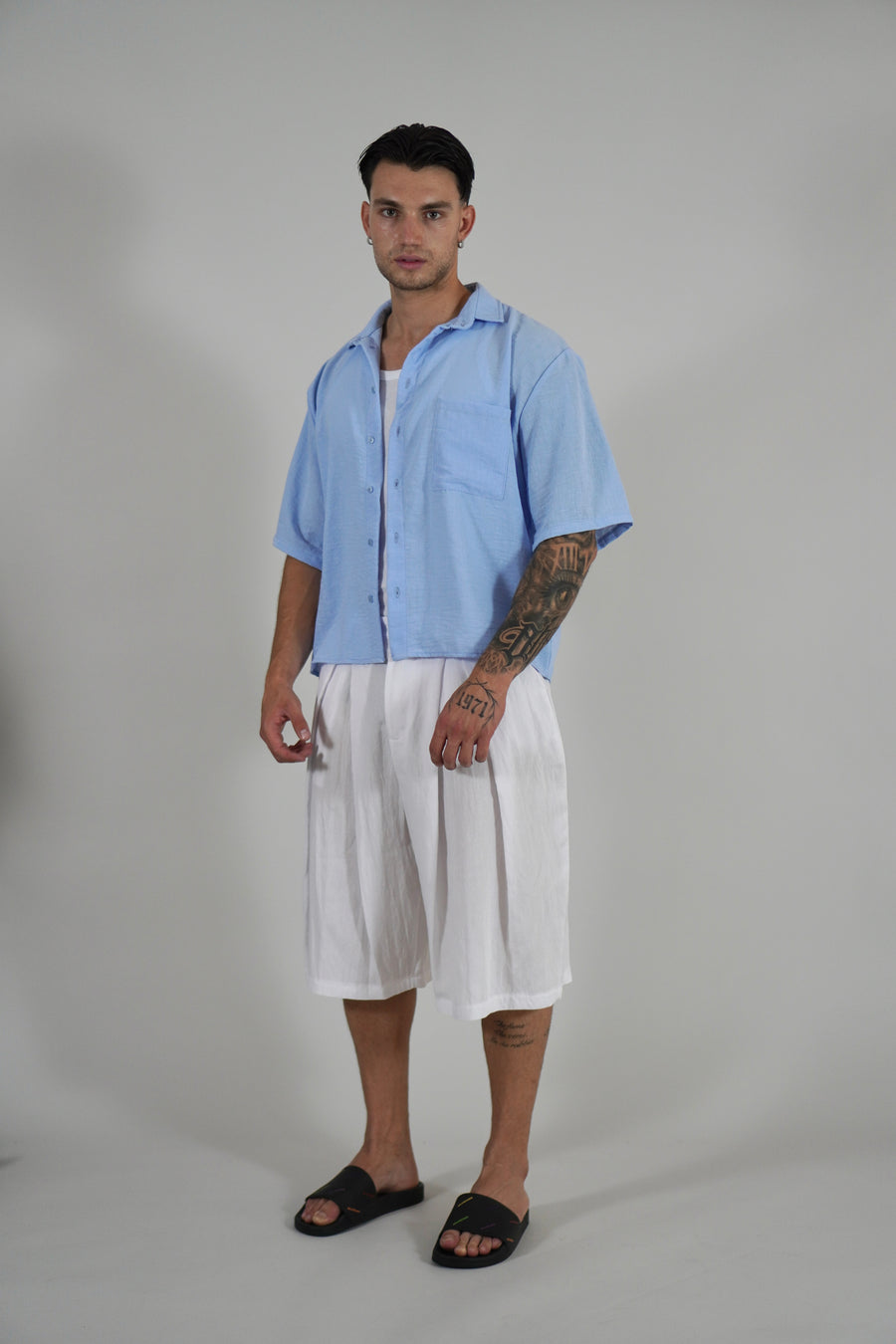 Camicia Simil Lino Sky