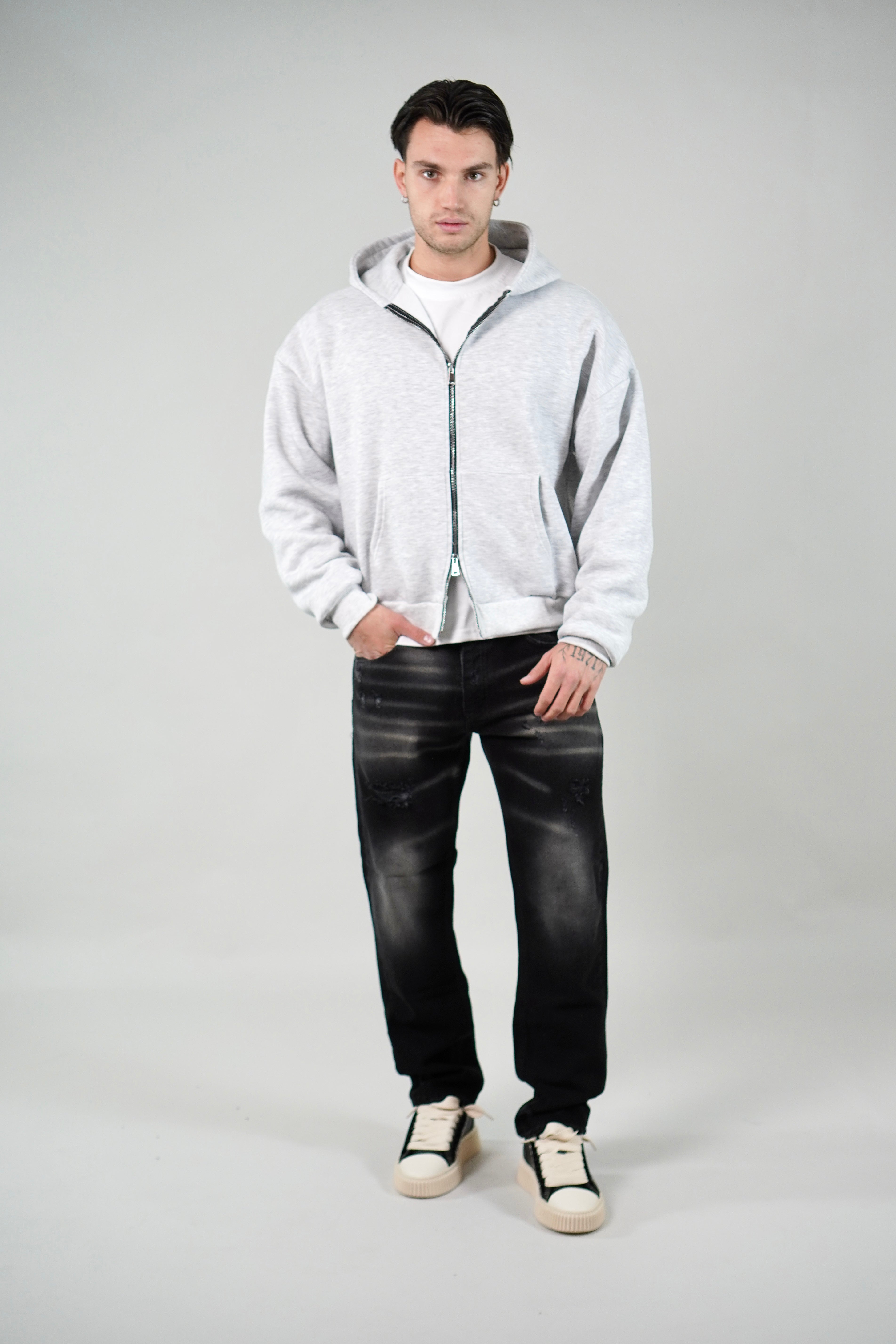 Hoodie Zip Grey