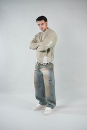 Maglione Girocollo Abrasioni Cream