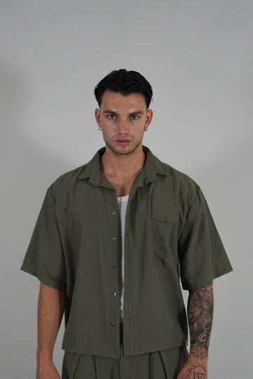 Camicia Simil Lino Military