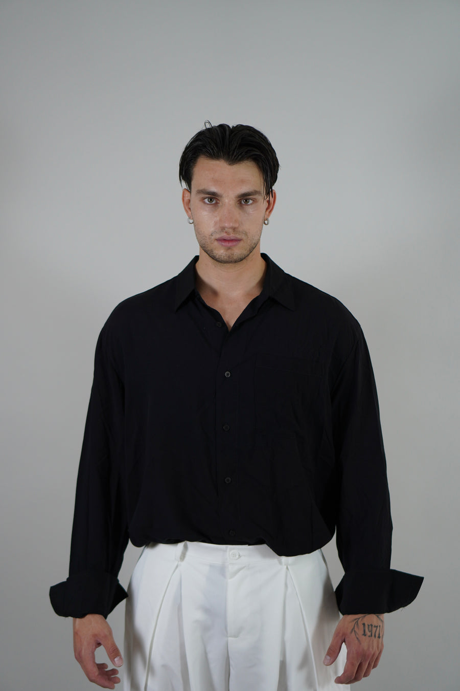 Camicia Simil Seta Black