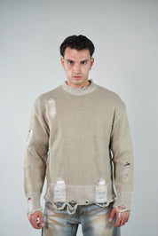 Maglione Girocollo Abrasioni Cream