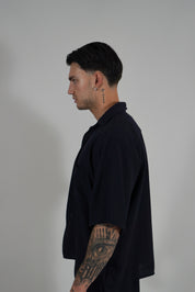 Camicia Simil Lino Navy