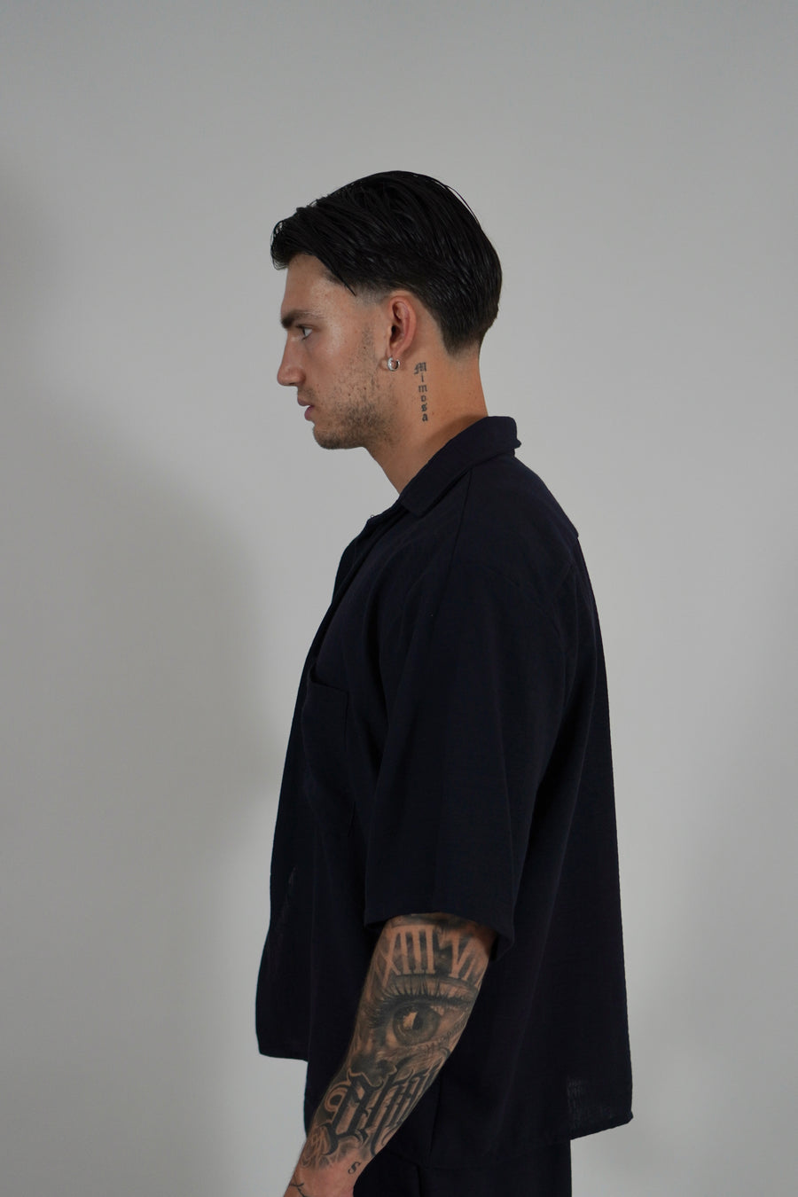 Camicia Simil Lino Navy