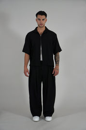 Camicia Simil Lino Black