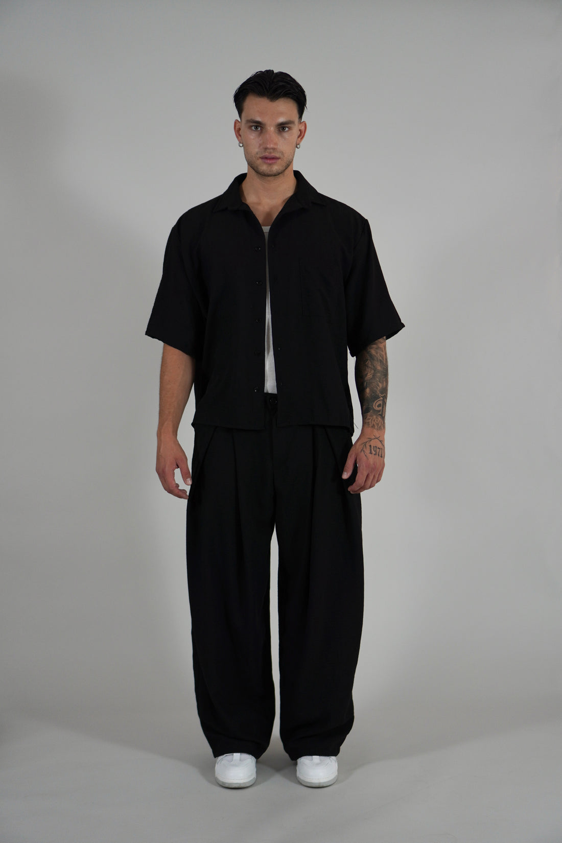 Camicia Simil Lino Black