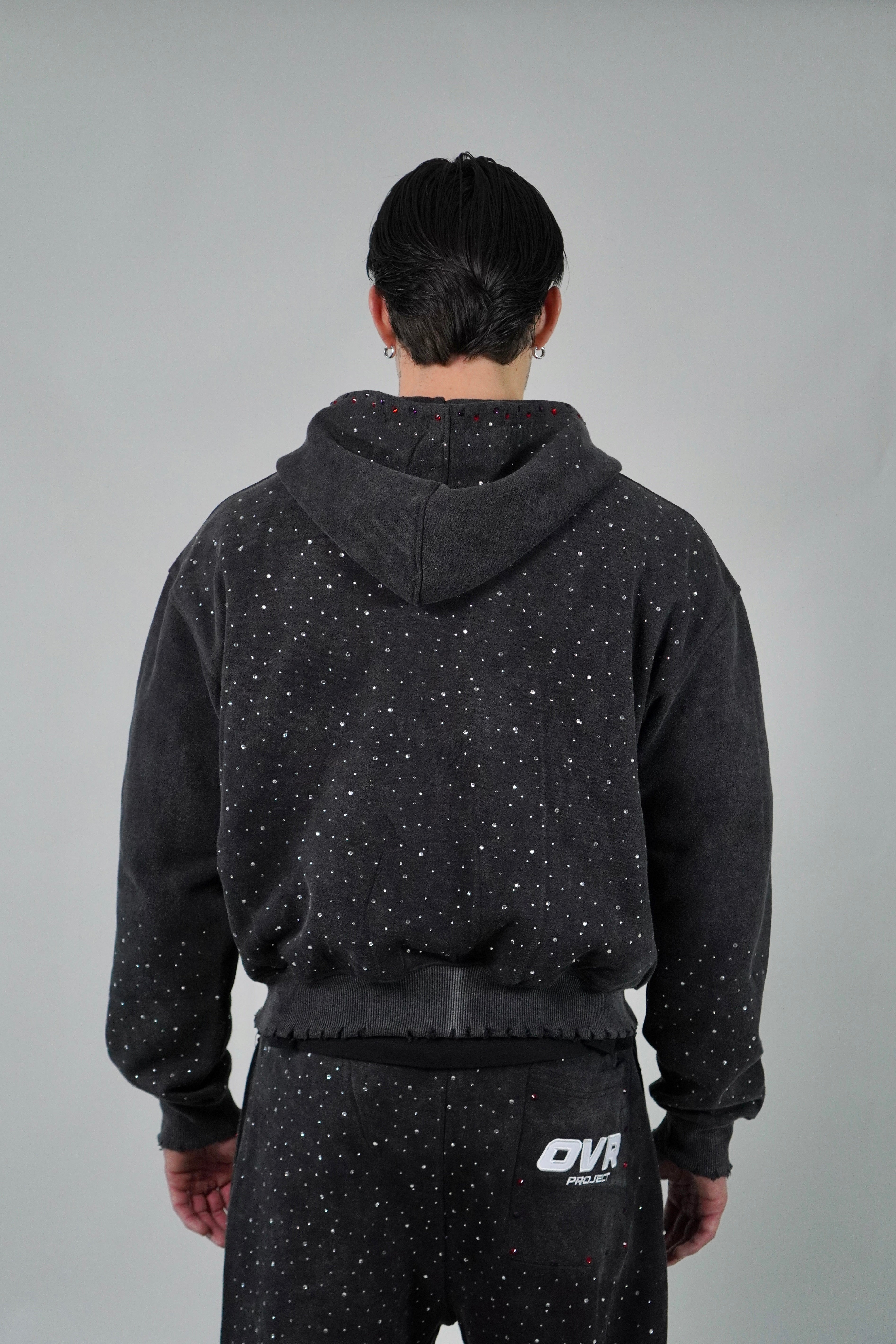 OVR Hoodie Rhinestone Acid Black