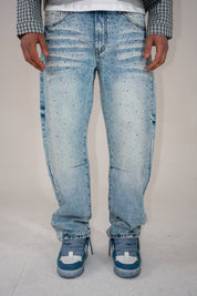 Jeans Baggy Rhinestone Sky
