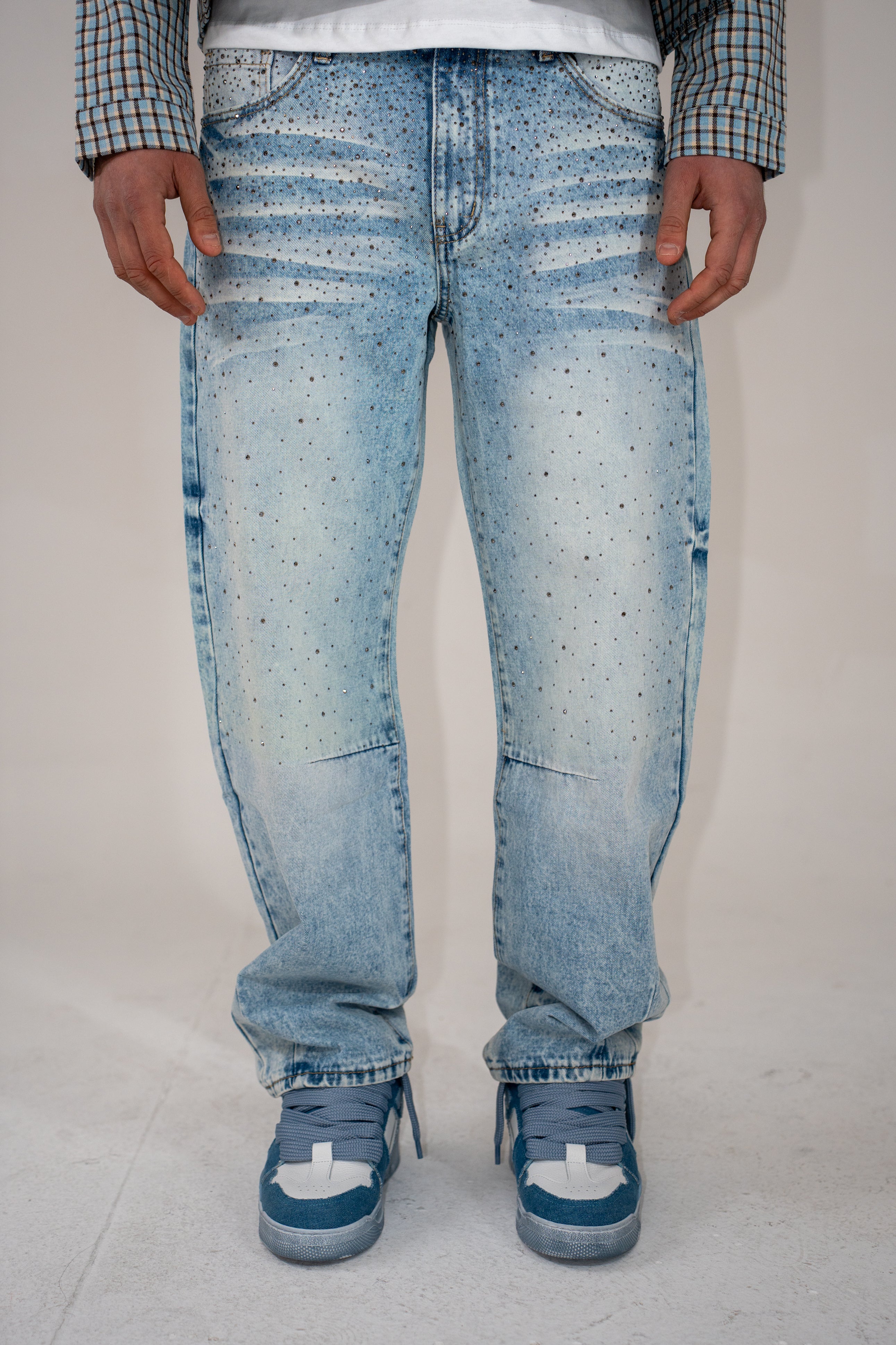 Jeans Baggy Rhinestone Sky
