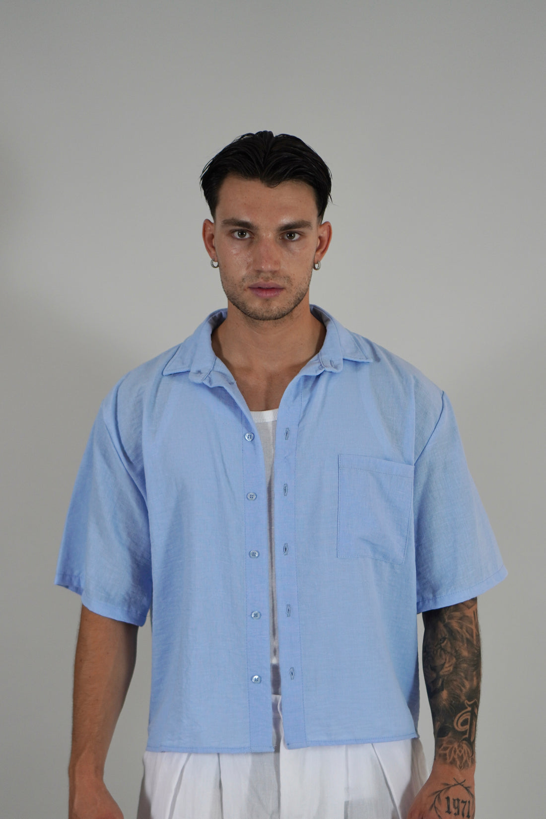 Camicia Simil Lino Sky