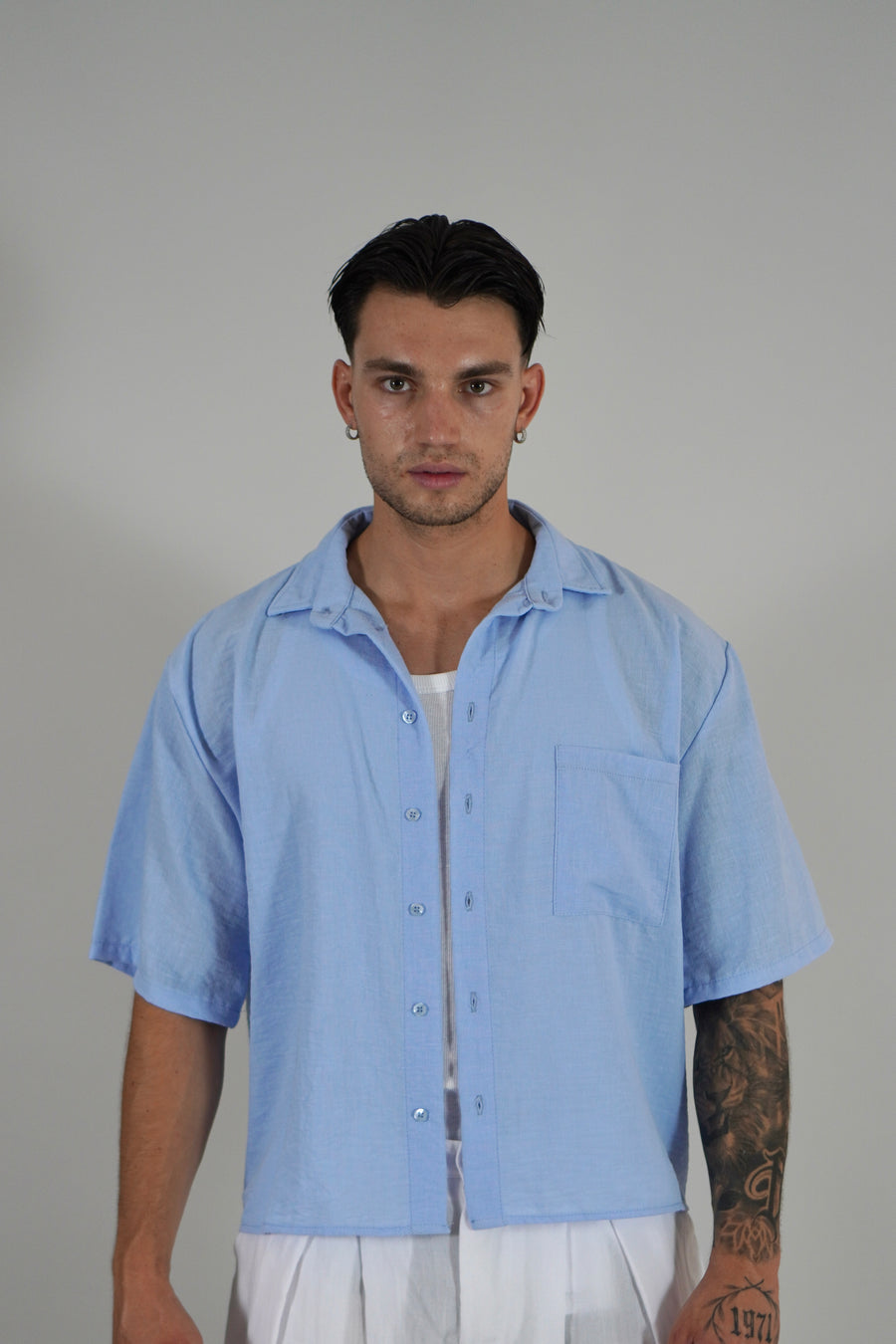 Camicia Simil Lino Sky