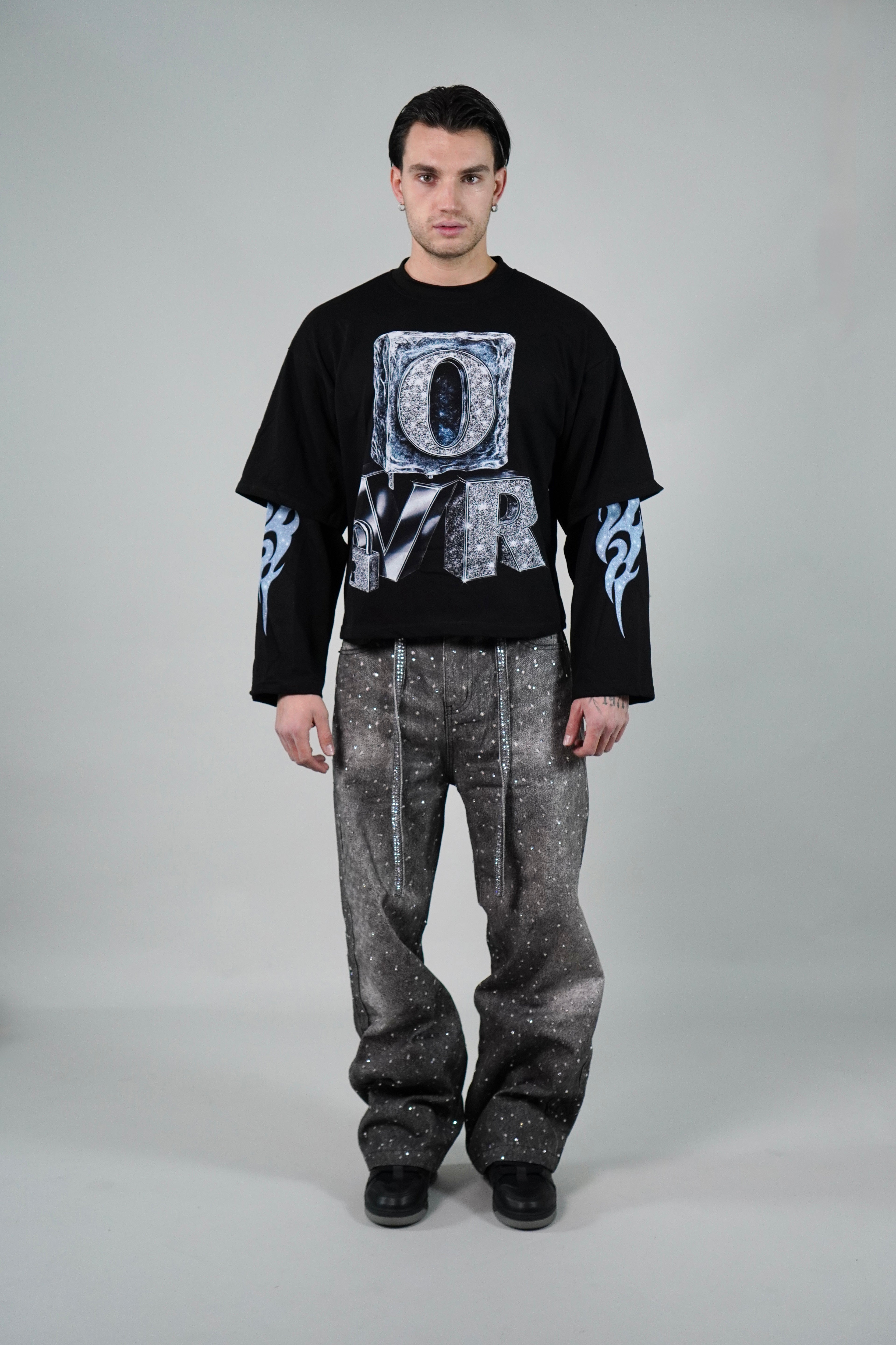 OVR Jeans Rhinestone Grey