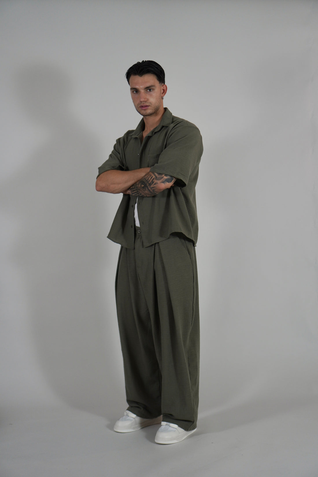 Camicia Simil Lino Military