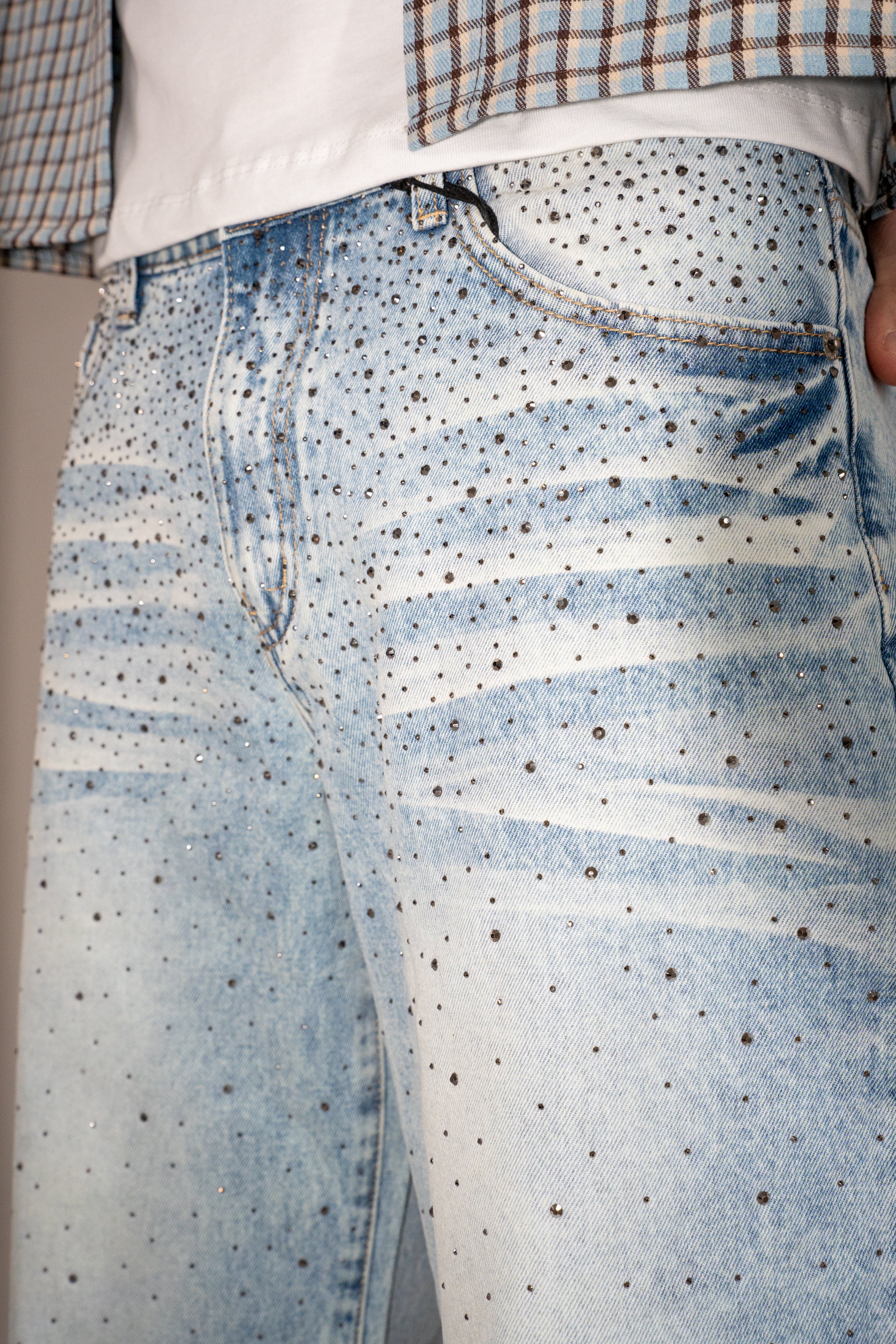 Jeans Baggy Rhinestone Sky