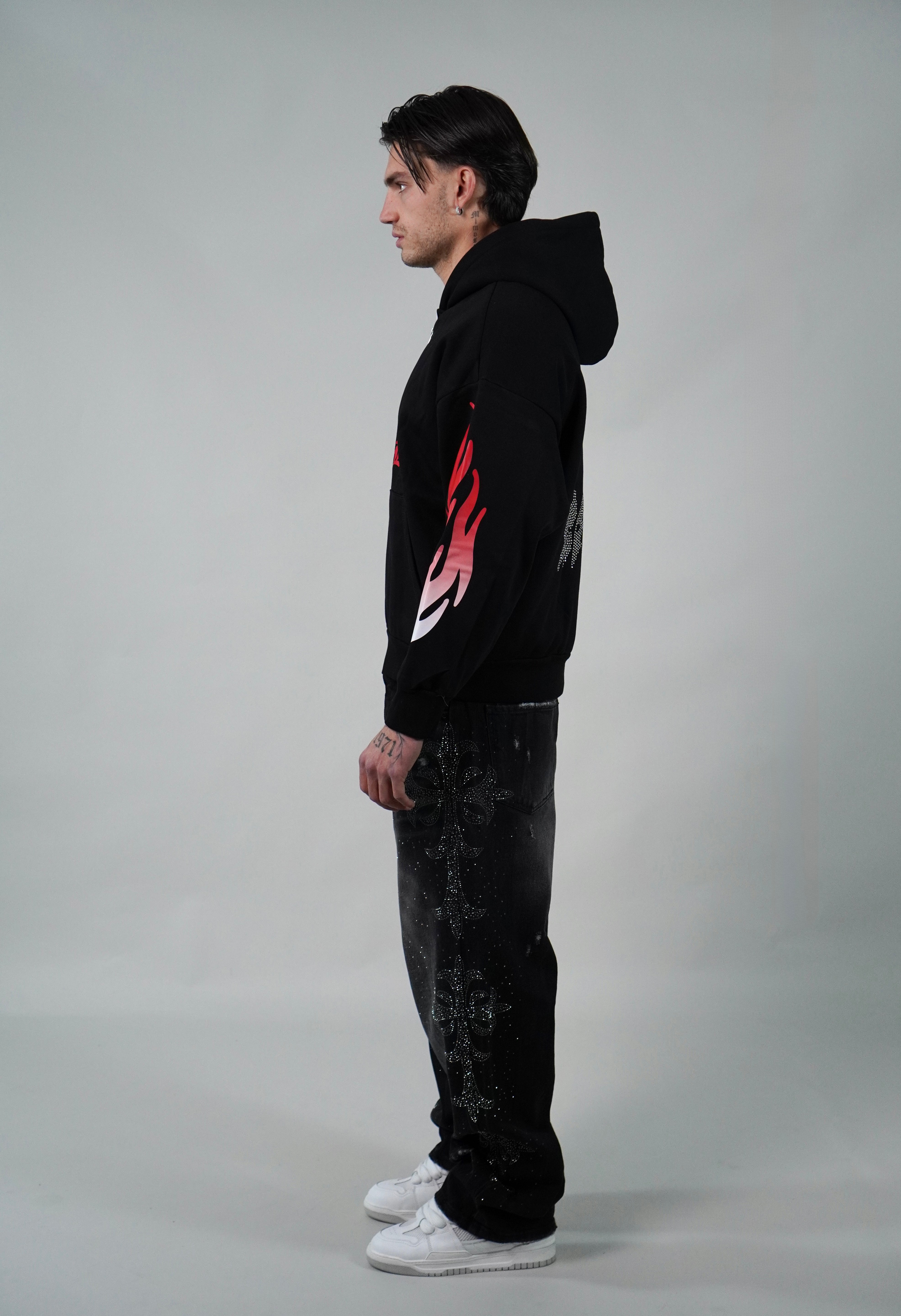 Hoodie Flame Black