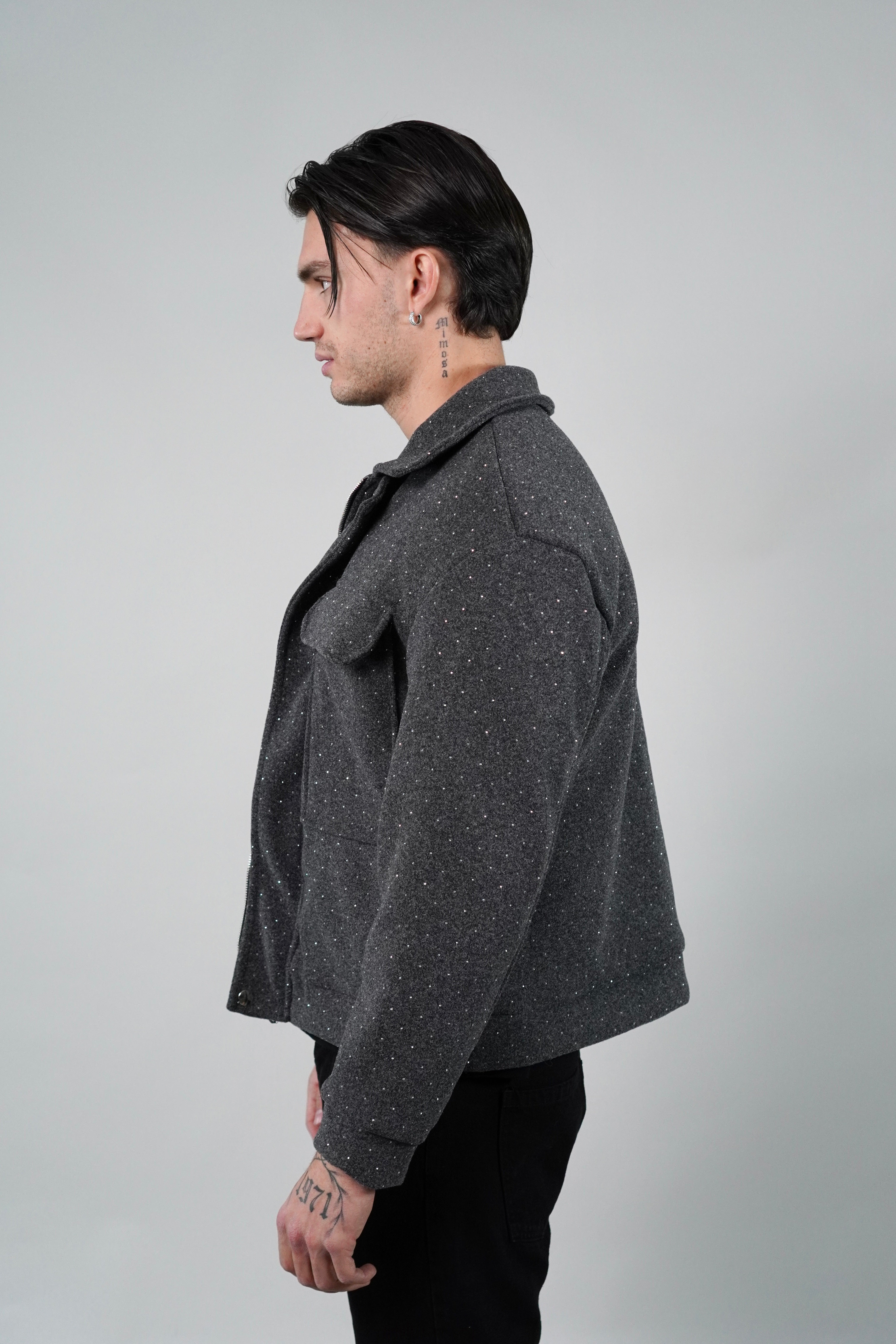 Giubbotto Crop Swarovsky Grey