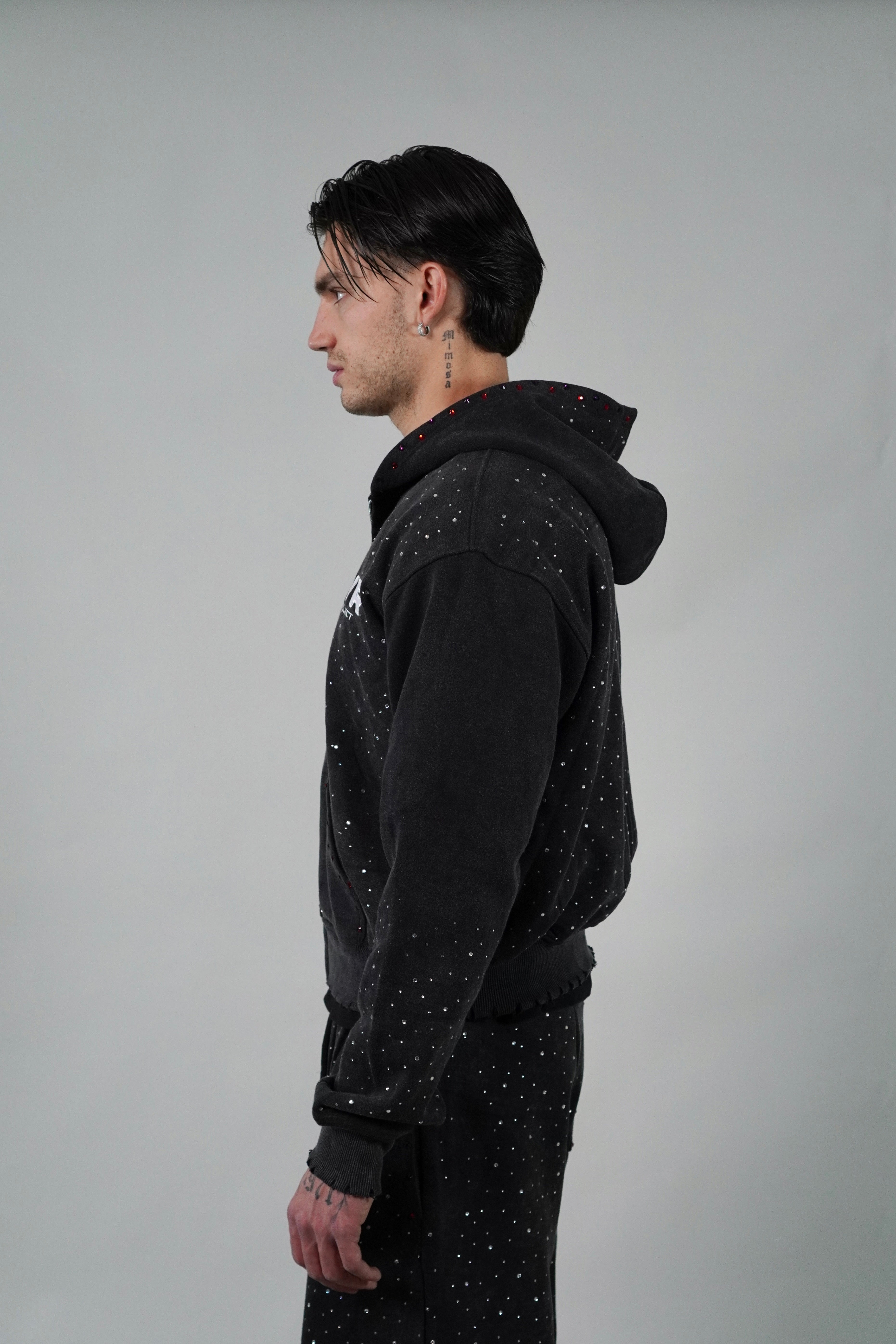 OVR Hoodie Rhinestone Acid Black