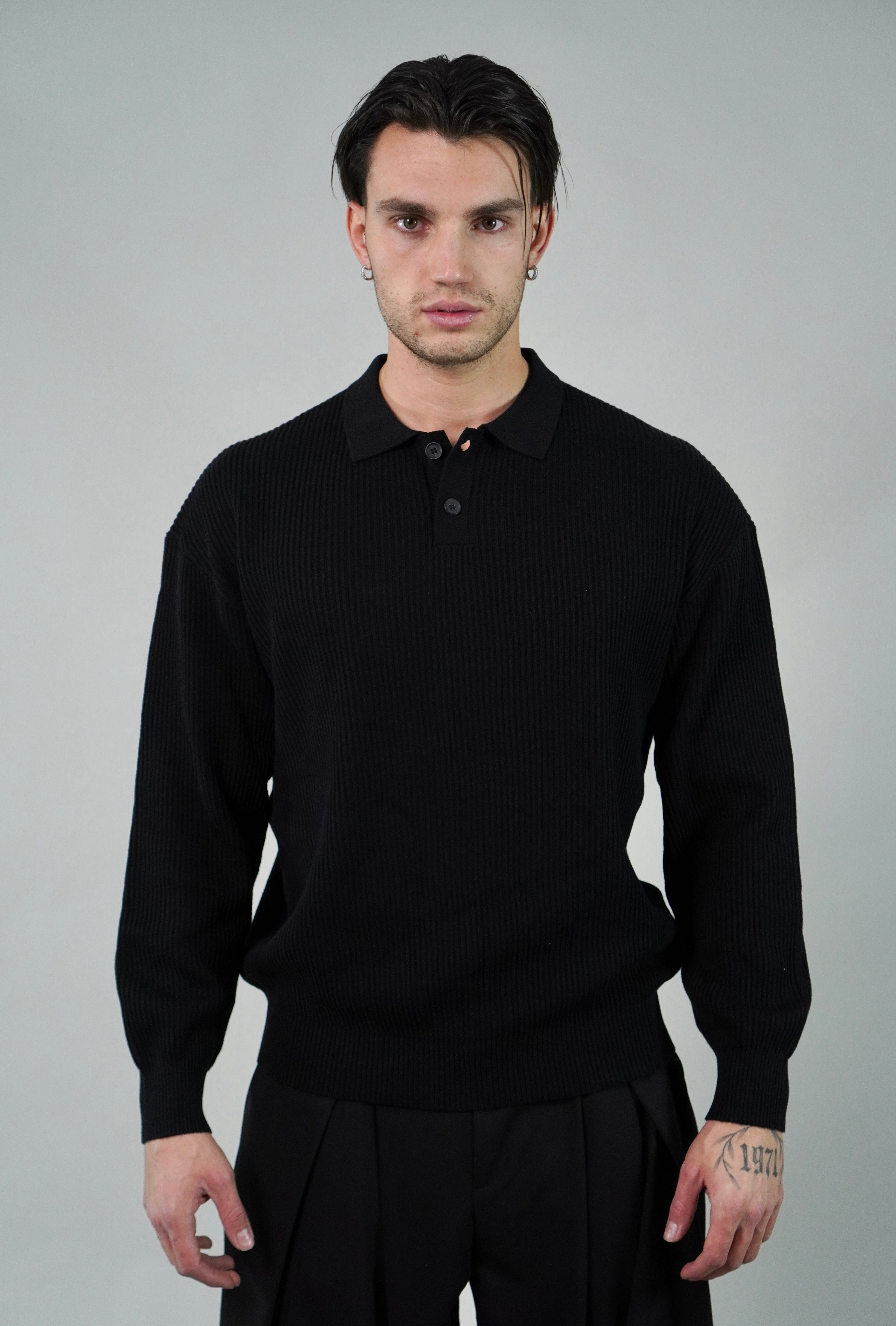 Polo a costine Black