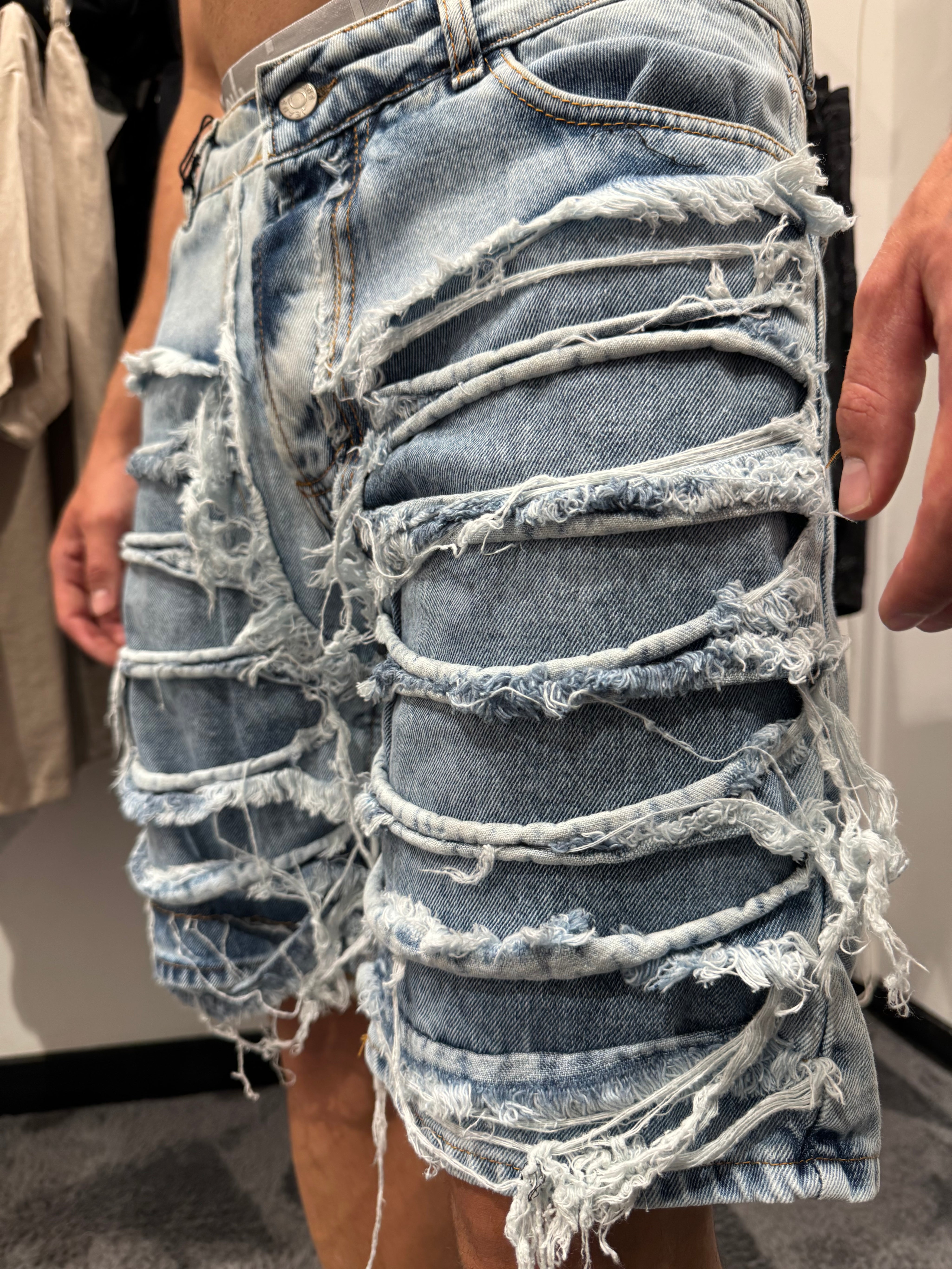 Bermuda jeans strappi corto