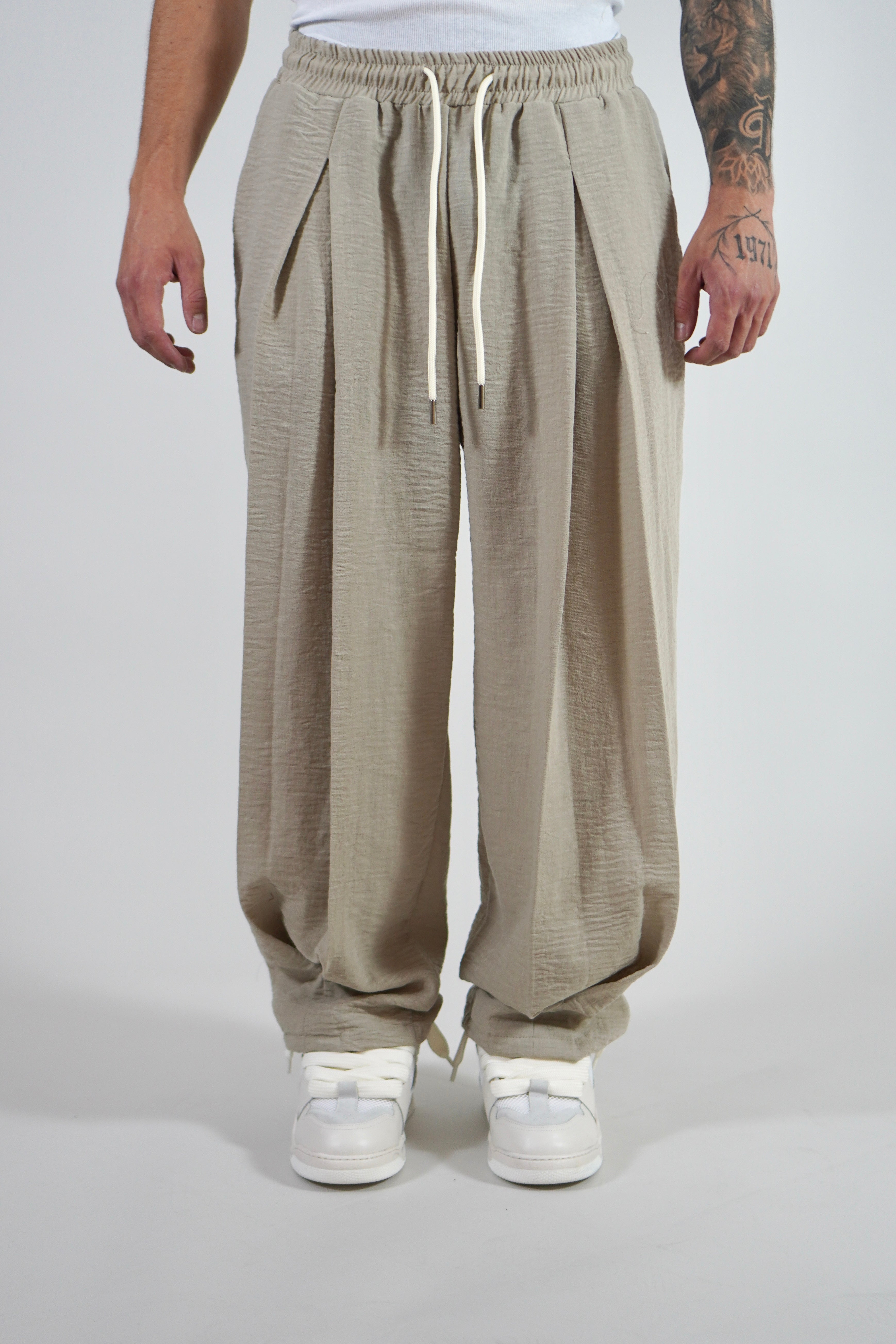 Pantalone Deep Pencies Simil Lino Beige