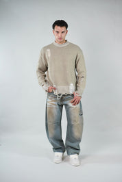 Maglione Girocollo Abrasioni Cream