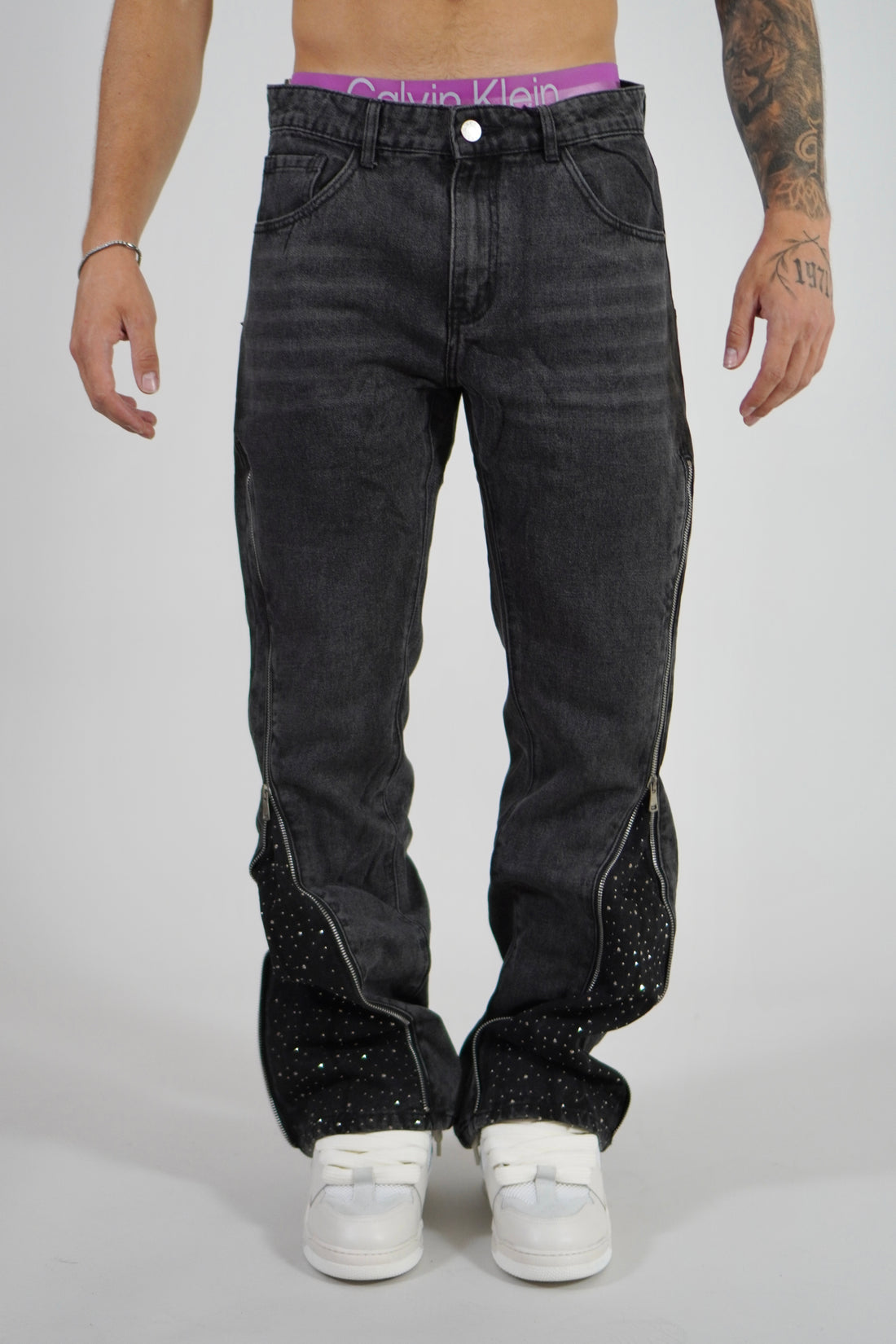 Jeans Flare Swarovsky Blk