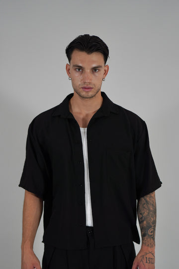 Camicia Simil Lino Black