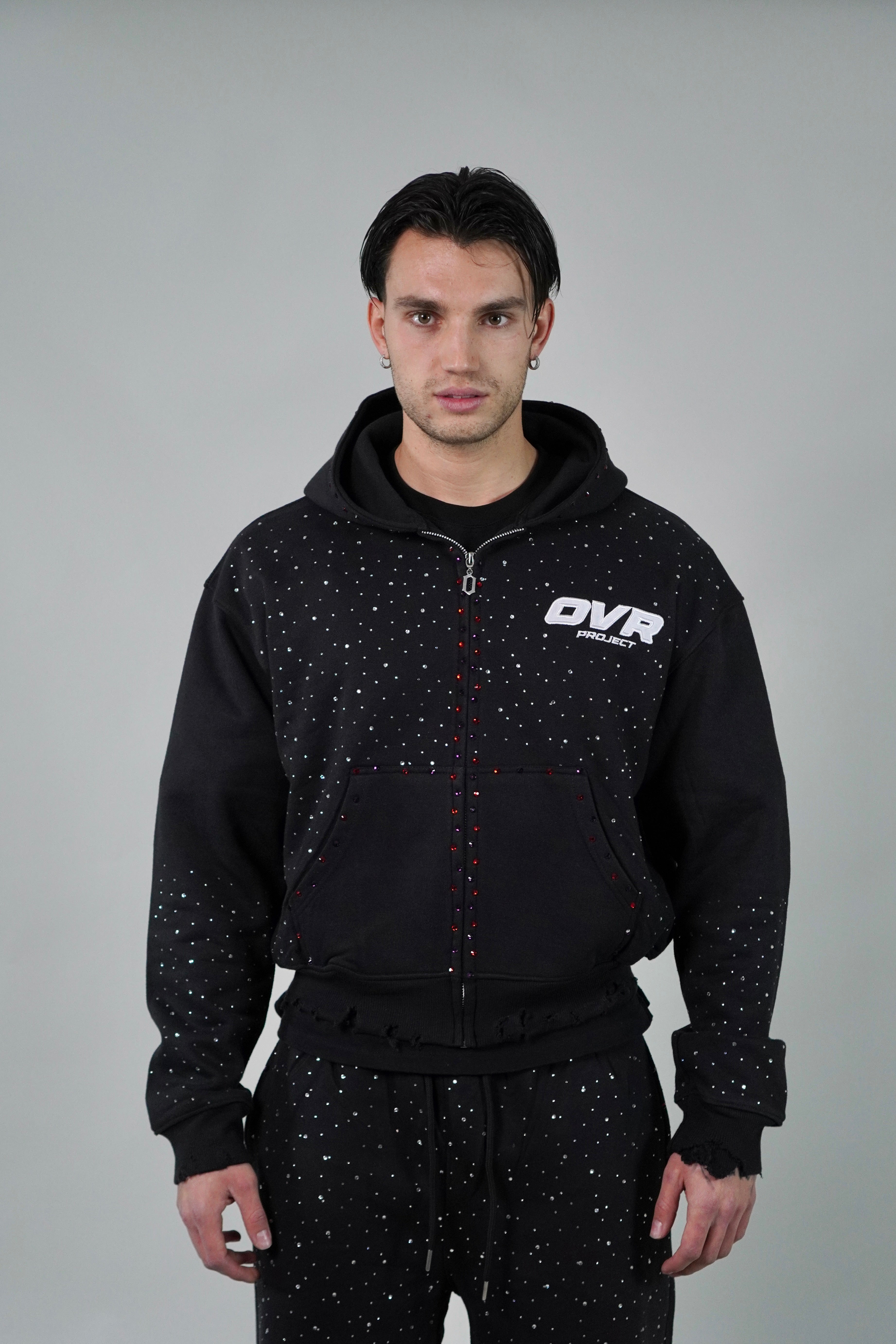 OVR Hoodie Rhinestone Black