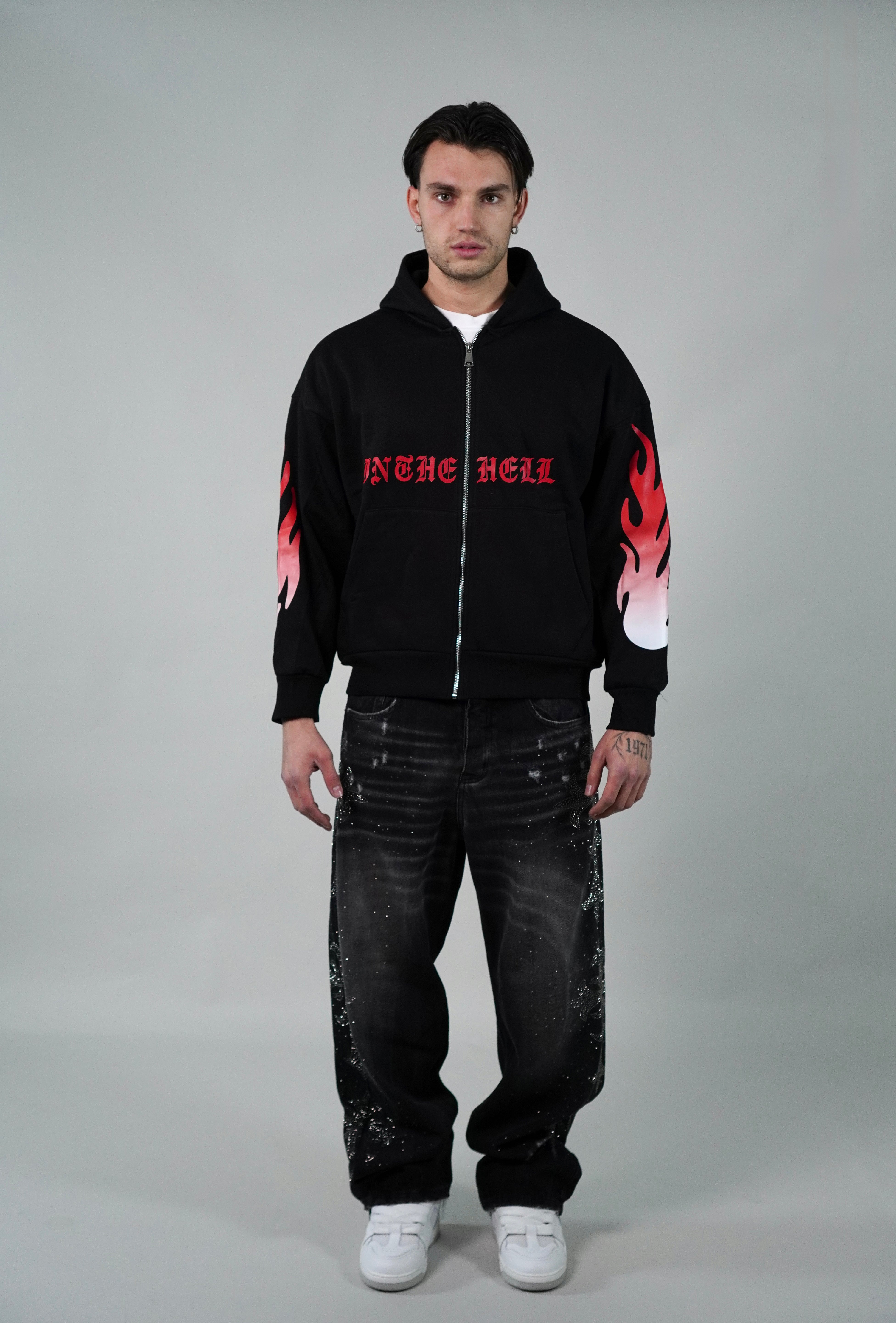 Hoodie Flame Black