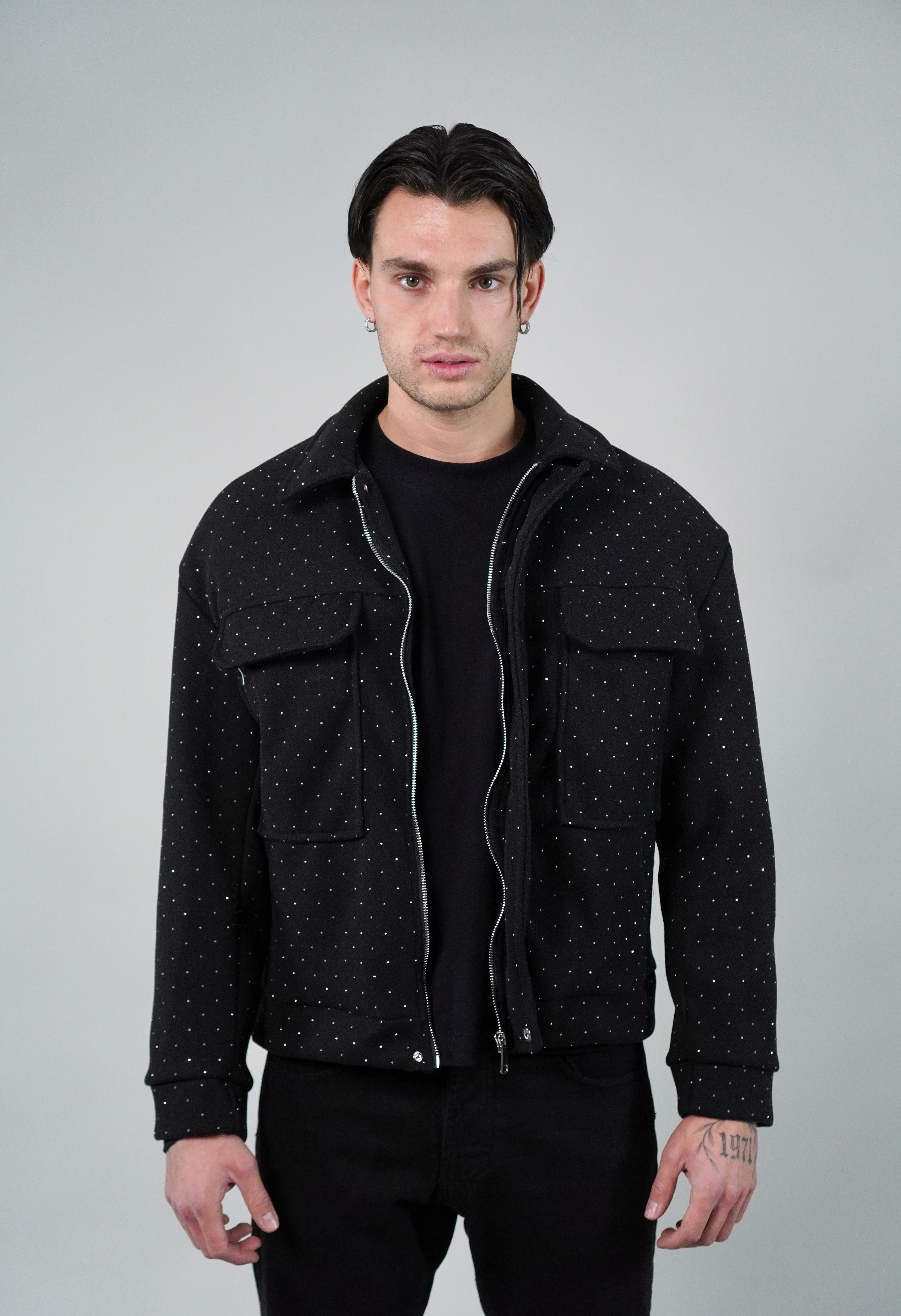 Giubbotto Crop Swarovsky Black