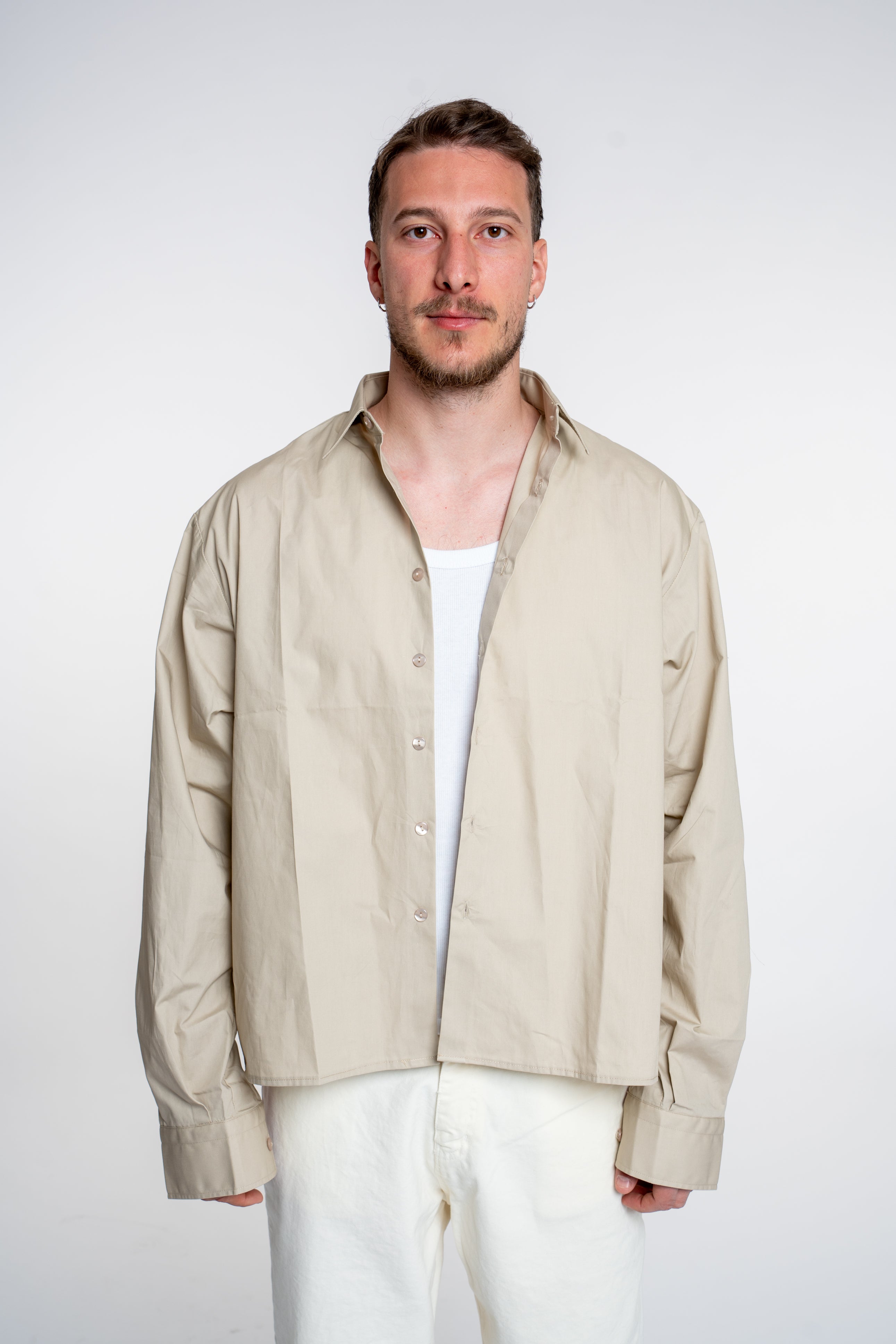 Camicia Essential Crop Beige