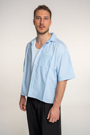 Camicia Corta Righe Sky