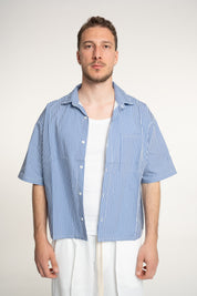 Camicia Corta Righe Blue