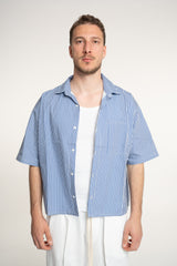 Camicia Corta Righe Blue