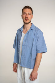 Camicia Corta Righe Blue