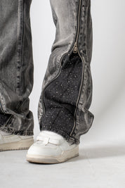 Jeans Flare Zip Swarovski