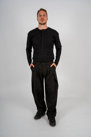 Maglia Serafino 5 Bottoni Black